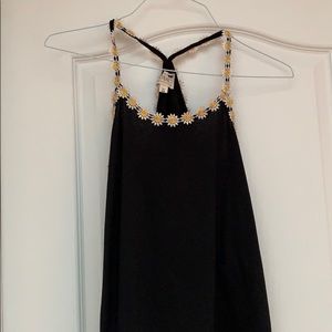 Black daisy tank top